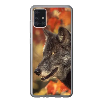 Produktbild von MuchoWow® Handyhülle Schutzhülle Hülle für Samsung Galaxy A52 5G Wolf - Nahaufnahme - Blätter Silikon Softcase Handy Hülle - Umschlag