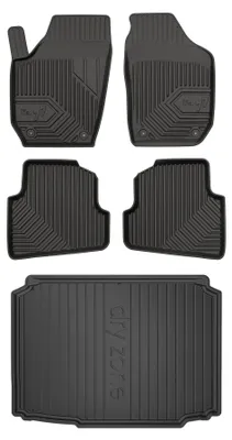 Productafbeelding van Rubberen automatten + kofferbakmat voor Skoda Fabia II 2006-2014 (hatchback) – 5-delig, zwart, op maat – Wielganizator