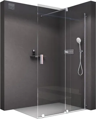 Produktbild von Walk In Dusche mit Schiebetür 140cm NT101 Klarglas 8mm ESG Sicherheitsglas Nano Beschichtung Duschabtrennung Duschwand Duschtrennwand Echtglas-Dusche