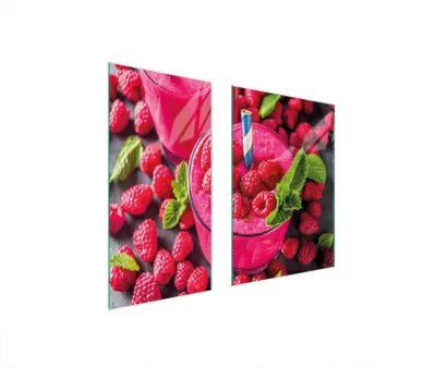 Image de Plaques de recouvrement pour cuisinière 2 pièces 75x52 Vitrocéramiquefeldabdeckung Glas Himbeeren Rosa