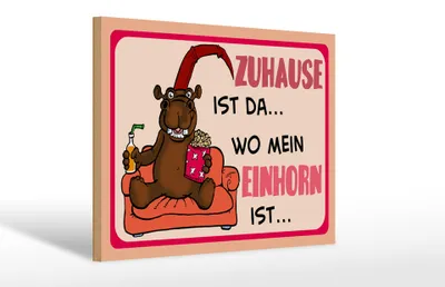 Produktbild von Holzschild Spruch 30x20cm Zuhause ist da wo mein Einhorn