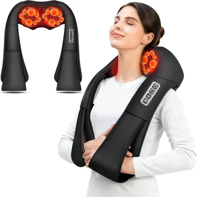 Produktbild von Nackenmassagegerät für Rücken und Nacken, 3 Geschwindigkeiten, 16 Massageköpfe, 15 Minuten Timer, für