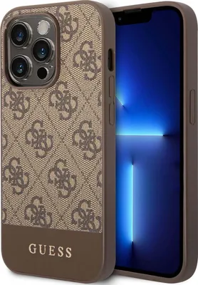 Zdjęcie produktu dla Guess GUHCP14LG4GLBR iPhone 14 Pro6,1 brązowy/brown hard case 4G Stripe Collection