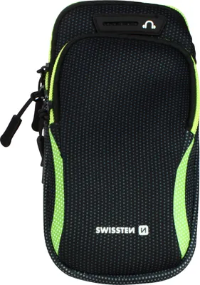 Produktbild von Swissten, Sportarmband aus Neopren mit 2 Reißverschlusstaschen, Zitronengrün