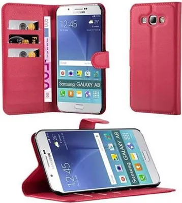 Produktbild von Cadorabo Hülle für Samsung Galaxy A8 2015 Schutz Hülle in Rot Handyhülle Etui Case Cover Magnetverschluss