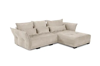 Zdjęcie produktu dla ELEGANZA Narożnik w kształcie litery L z funkcją spania - Beżowy Kanapa z funkcją spania i podstawą łóżka | Styl i komfort dla Twojego domu