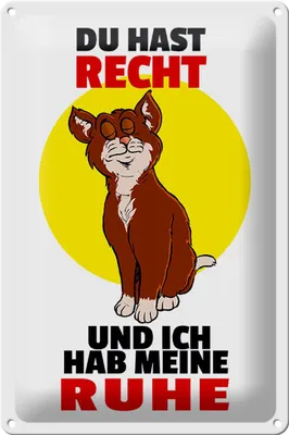 Produktbild von Blechschild Spruch 20x30cm Du hast Recht und ich Ruhe (Katze)