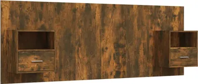 Produktbild von vidaXL Kopfteil mit Nachttischen Räuchereiche Holzwerkstoff