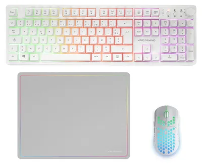 Zdjęcie produktu dla Mars Gaming MCPWXWFR, Bezprzewodowy, RF Bezprzewodowy + USB, Membranowa, AZERTY, RGB LED, Biały