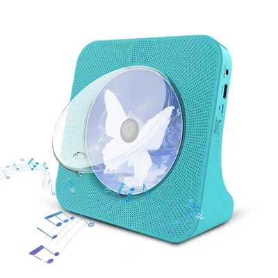 Immagine prodotto di Lettore CD da tavolo e da parete ZELURXX con Bluetooth, radio FM, presa USB/AUX e cuffie, telecomando e timer, blu