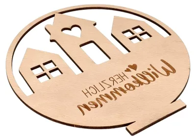 Produktbild von Holzaufsteller Rund "Herzlich Willkommen" | Holzschild mit Gravur & Holzfuß | Willkommensschild für Eingang | Türschild für Zuhause | Geschenkidee | 20 cm