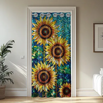 Produktbild von Elzusha – Vorhang mit Sonnenblumenmuster – Raumteiler, 180 x 75 cm