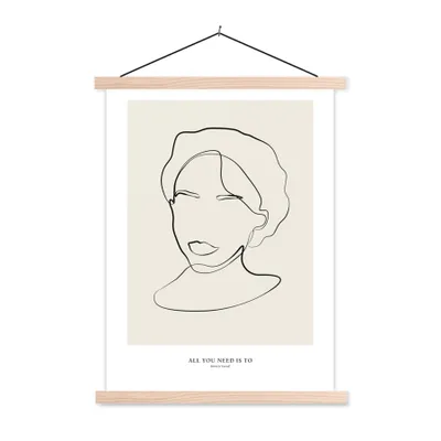 Produktbild von MuchoWow® Textilposter Text - Zitate - Strichzeichnungen - Frauen 40x53 cm mit holzfarbenen Rahmen - Schlafzimmer