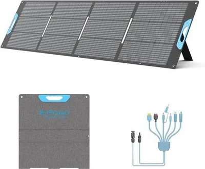 Productafbeelding van Draagbaar Zonnepaneel Opvouwbaar - 220 W Vermogen - 26 V Spanning - Monokristallijn Silicium - Waterdicht IP67 - Voor Camping En Camper