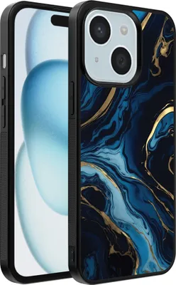 Produktbild von Handyhülle passend für iPhone 15 mit Marmordruck - TPU Back Cover Case Marmor Design - Gold blau