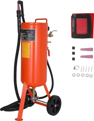 Obrázok produktu pre SucceBuy 10 galónový vysokotlakový pieskovač, prenosná vysokotlaková pieskovacia nádrž 60-110 PSI, vzduchová pieskovacia súprava s 2 keramickými tryskami a 7,5 metrovou hadicou na odstraňovanie škvŕn, hrdze a farby