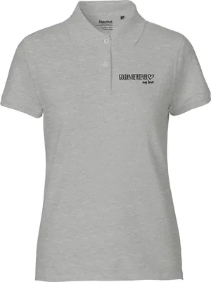 Produktbild von Huuraa Damen Polo Shirt Golden Retriever my love L Sport Grey Bio Baumwolle Fairtrade Poloshirt Geschenkidee