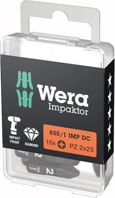Produktbild von Bit Impaktor 1/4" DIN 3126 C6,3 PZ2x25mm 10er Pack Wera | 4013288223807