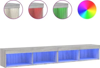 Produktbild von vidaXL TV-Schränke mit LED-Leuchten 2 Stk. Grau Sonoma 100x30x30 cm