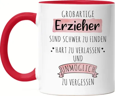 Produktbild von Großartige Erzieher Sind Schwer Zu Finden Tasse Rot  Dankeschön Geschenk Hart Zu Vergessen