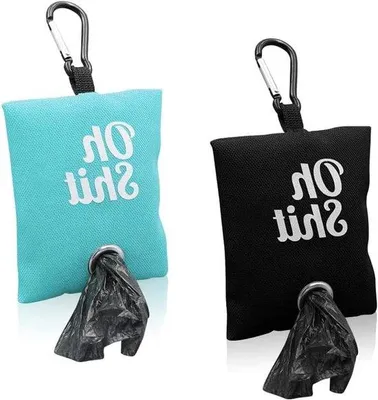 Immagine prodotto di Portasacchetti per cani con clip metallica, nero-blu, set da 2 pezzi