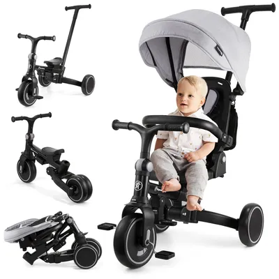 Image de Trottinette avec barre de poussée, capote et siège pivotant - Pour les enfants de 1 à 5 ans