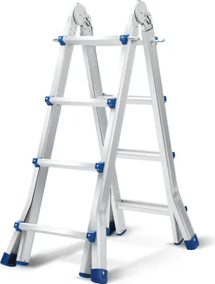 Produktbild von TolleTour Mehrzweckleiter 4x4 Alu Multifunktionsleiter Teleskopleiter 402cm Silber bis 150kg