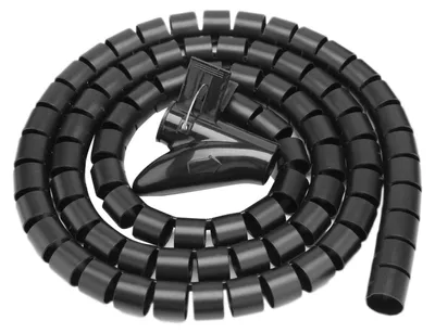Obrázek produktu pro Flexibilní spirálový kabelový organizér, ochrana kabelů proti zauzlování, úložný prostor, černá barva, 1,5 m x 22 mm