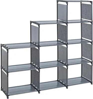 Produktbild von Bücherregal Standregal Stufenregal Treppenregal Regal Wandregal 9 Fächer Grau