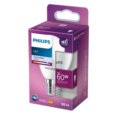 Zdjęcie produktu dla Philips Świeczka 60 W P48 E14, 7 W, 60 W, E14, 806 lm, 15000 h, Zimne białe
