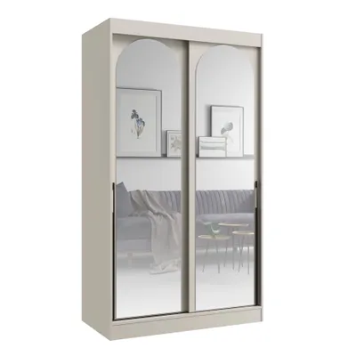 Image de PAWS MÖBEL Armoire coulissante en cachemire 120x215x65 MONIDO avec miroirs moderne fonctionnelle, armoire de chambre à coucher, cabinet
