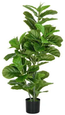 Image de Plante artificielle en forme de figuier - Figuier artificiel - 90 feuilles - Avec pot - Pour intérieur - Vert