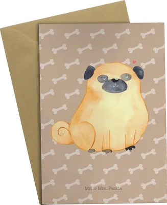 Produktbild von Mr. & Mrs. Panda Glückwunschkarte Mops - Hundeglück - Geschenk, glückwunschkarten, Hundeliebe, osterkarte, Hund, weihnachtskarten, Liebe, Knuffig, hochzeitskarten