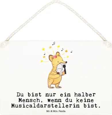 Produktbild von Mr. & Mrs. Panda Schild Musicaldarstellerin Herz DIN A6 - Weiß - Geschenk, Holzschild, kleine aufmerksamkeit, Türschild, Wandbild Holz, holzbild