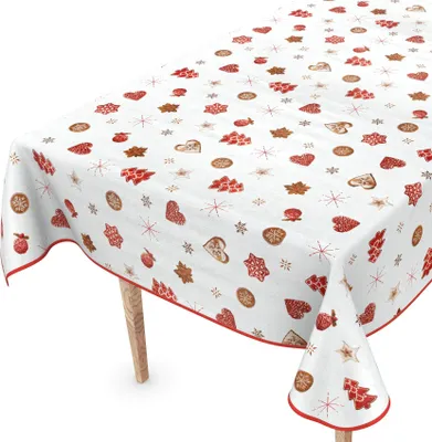 Produktbild von Tischdecke Wachstuch Weihnachten Weiß Robust Wasserabweisend Breite 140 cm Länge 120 cm