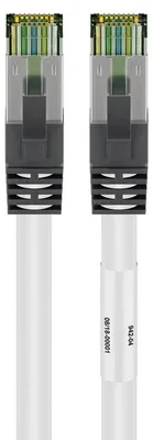 Produktbild von Goobay RJ45 (CAT 6A, 500 MHz) Patchkabel mit CAT 8.1 S/FTP Rohkabel, Weiß, 7,5 m, LSZH halogenfrei, 99,9% OFC-Kupfer AWG 24