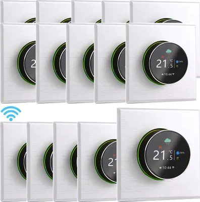 Zdjęcie produktu dla 15X Termostat WiFi Cyfrowy termostat pokojowy LCD Programowalny termostat ścienny Podtynkowe ogrzewanie podłogowe do ogrzewania wodnego 5A, sterowanie przyciskami / aplikacja mobilna / sterowanie głosowe Termometr wewnętrzny, biały