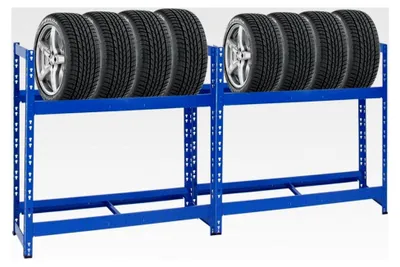 Produktbild von Reifenregal Tiger | 2X | HxBxT 100x110x35 cm | 150 kg Fachlast | bis zu 16 Reifen | mit Ebenen | Blau