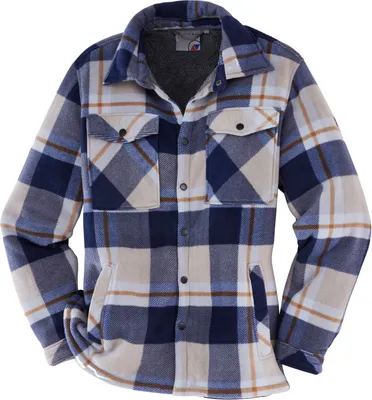 Produktbild von Terrax Workwear Herren Overshirt mit Sherpa-Futter - Hemd-Arbeitsjacke mit Karomuster in Dunkelblau-Beige Größe XL