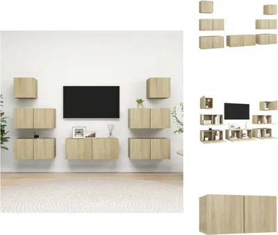 Produktbild von vidaXL 7-tlg. TV-Schrank-Set Sonoma-Eiche Holzwerkstoff -  TV-Möbel