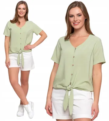 Productafbeelding van Moraj | Damesblouse met strikdetail - Korte mouwen - Ademend - Maat S - Casual kleding
