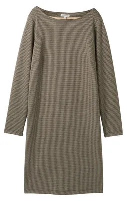 Produktbild von TOM TAILOR Damen Jersey Jaquard Kleid, 36987 - Cargo Beige Mini Pepita, 38