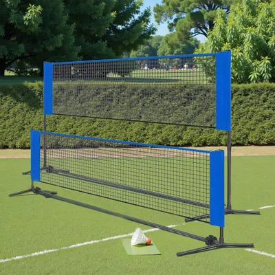 Image de Filet de badminton de 500 cm et filet de volley-ball réglable en hauteur | Noir/bleu | 500x103x155 cm