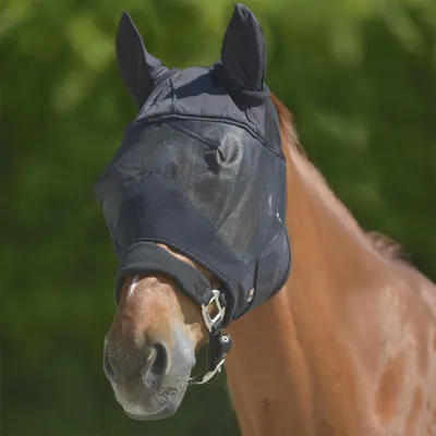 Produktbild von Waldhausen Fliegenmaske PREMIUM mit Ohrenschutz schwarz UV-Schutz, Größe:Pony
