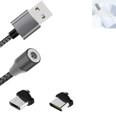 Produktbild von K-S-Trade Hochwertiges Magnet-Lade-kabel Sync-Kabel Daten-Kabel kompatibel mit Huawei Enjoy 60 mit USB-Typ-C-Anschluss und Micro-USB-Anschluss 2A bis