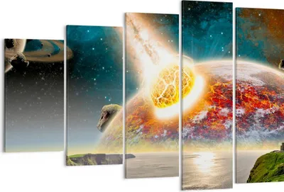 Produktbild von Bild auf Leinwand - Leinwandbild - Raum Erde Planet Komet - 150x100cm - Wand Bild - Wanddeko - Leinwanddruck - Bilder - Kunstdruck - Wanddekoration - Leinwand bilder - Wandkunst - EG150x100-2318