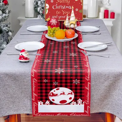 Produktbild von Fleckenfester Tischläufer Weihnachtstischdecke 33 x 230 Rot