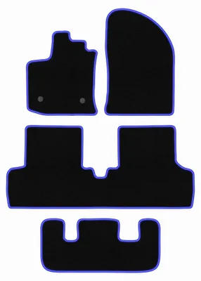 Image de Tapis de sol en moquette pour Dacia Lodgy 2012- (7 places) – jeu 4 pièces, noir/bleu, sur mesure – Wielganizator CARLUX
