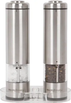 Immagine prodotto di Set elettrico di macinae macina pepe in acciaio inossidabile con luce LED, regolabile (macinatura fine e grossolana), macina in Vetroceramica, alimentato a batterie