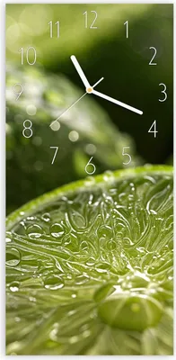 Produktbild von Wanduhr aus Glas mit Motiv Frische Limetten- 30 x 60 cm - inkl. Aufhängesystem